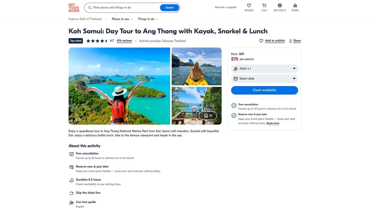9 Unforgettable Thailand Island Tours to Try in 2026 - Koh Samui: Day Tour to Ang Thong with Kayak, Snorkel & Lunch