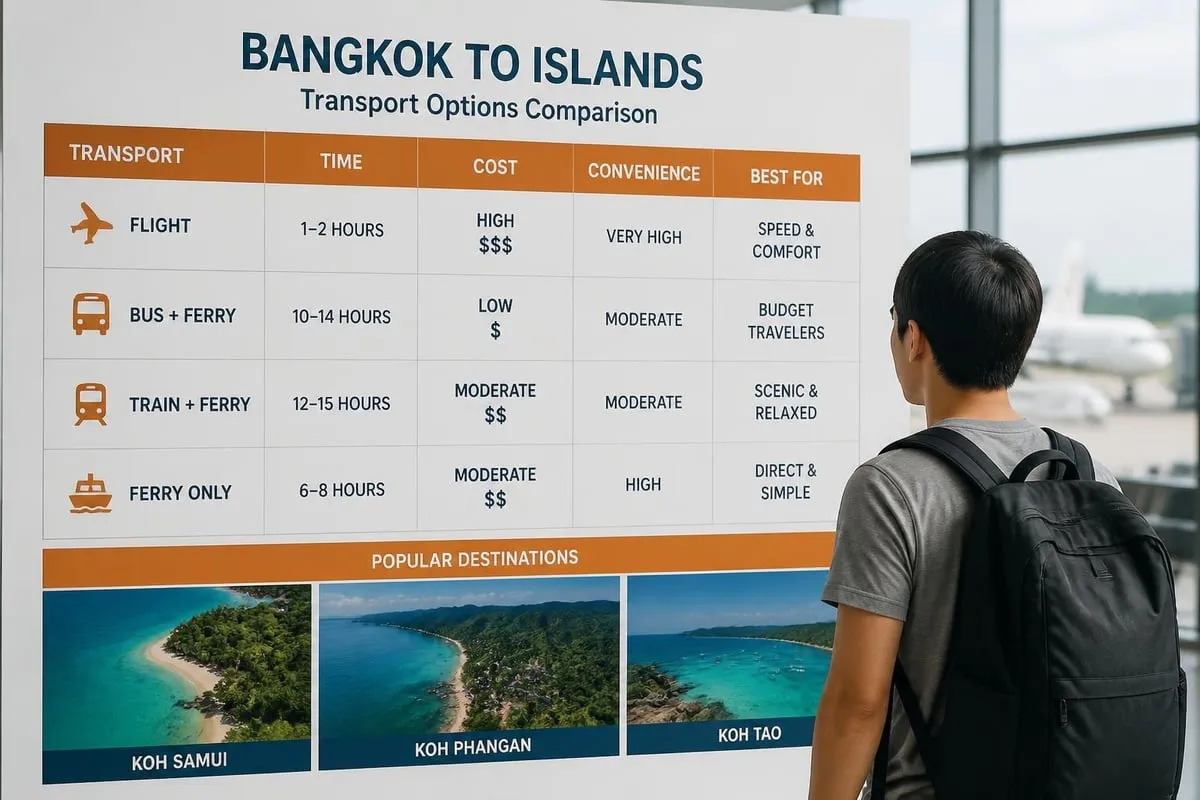 Bangkok to islands transport comparison