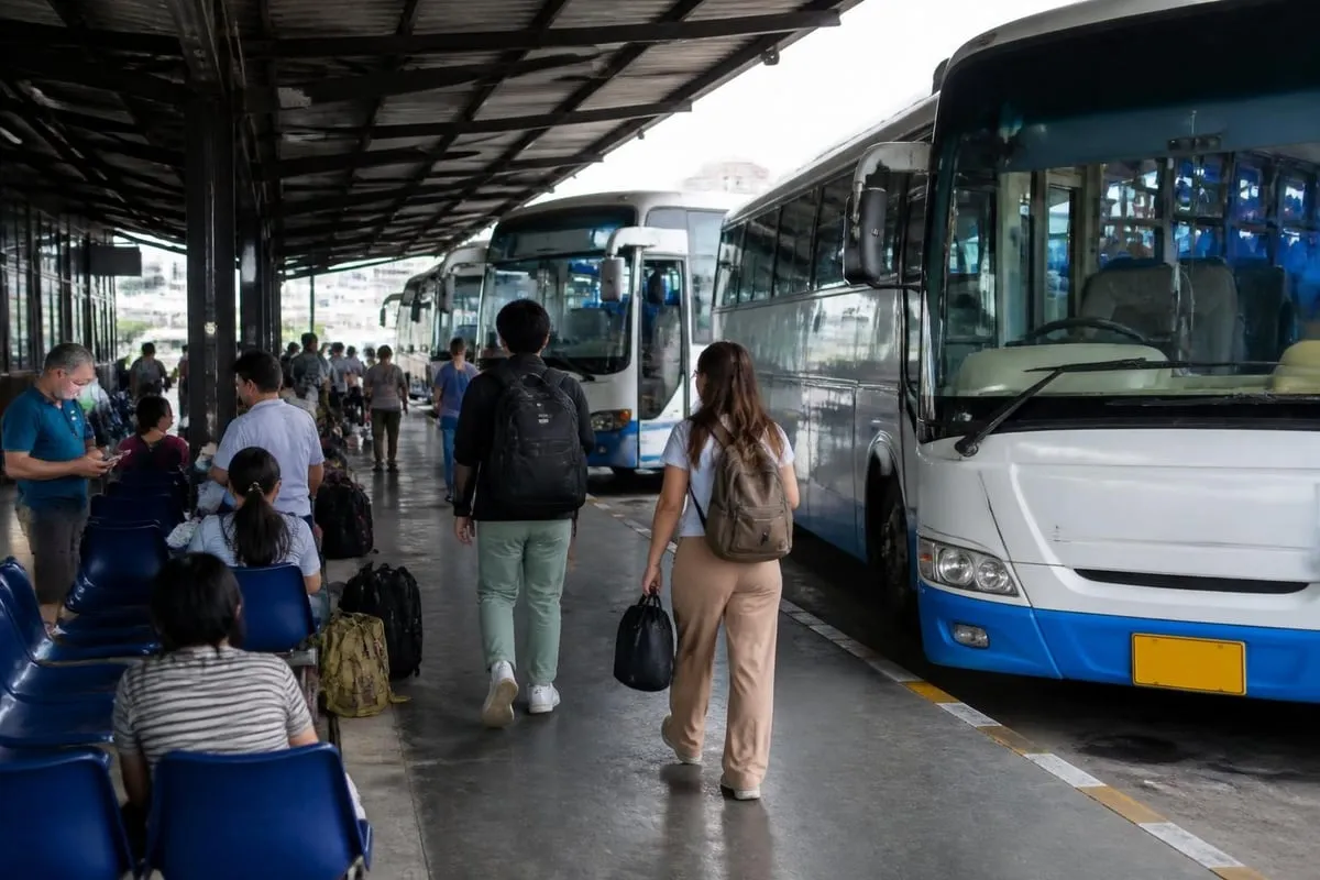 Bus and ferry connection route