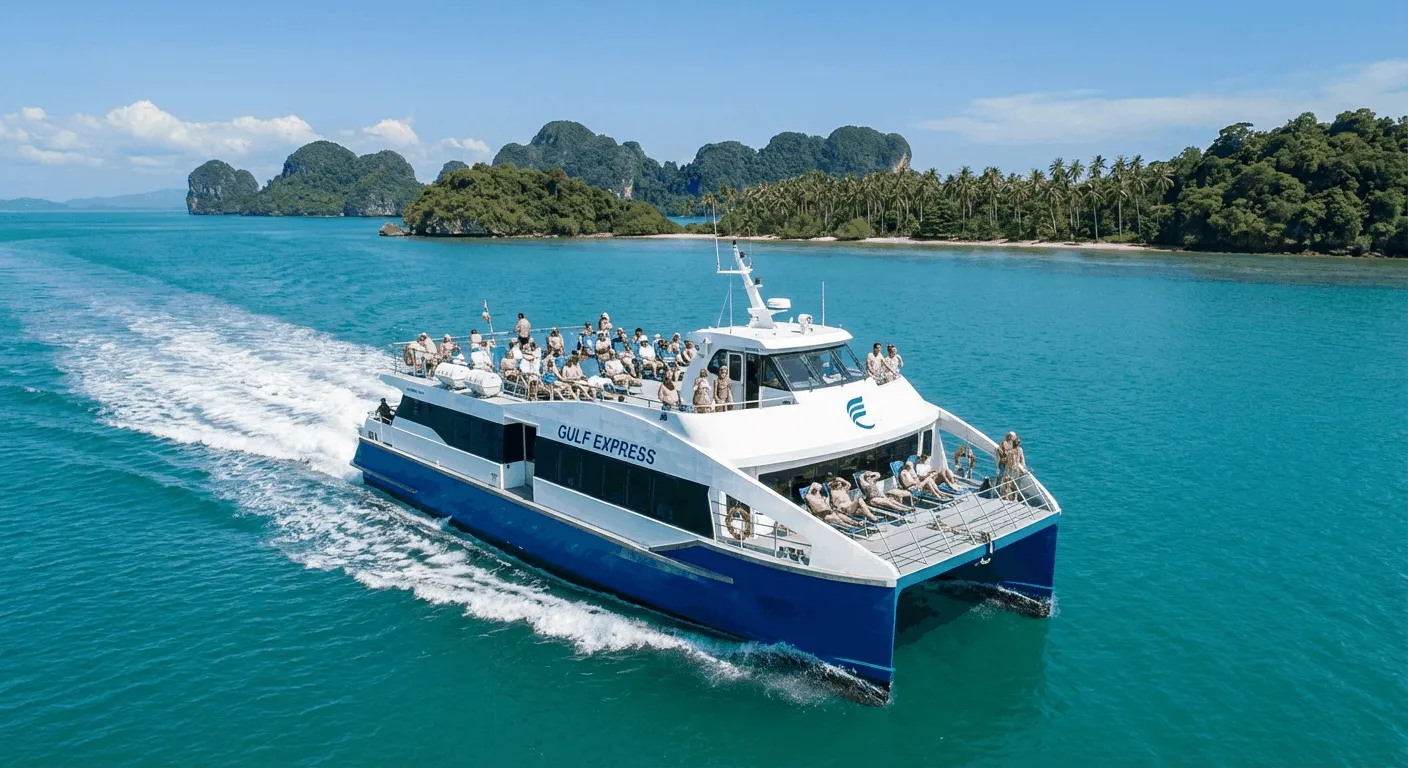 High-speed ferry in the Gulf of Thailand