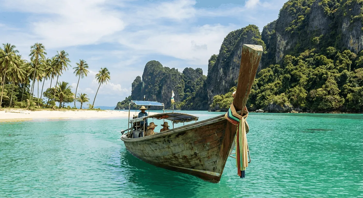 Longtail boat approaching Koh Mook beach