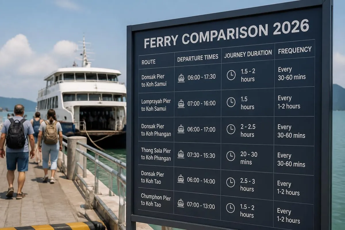 Ferry route comparison chart