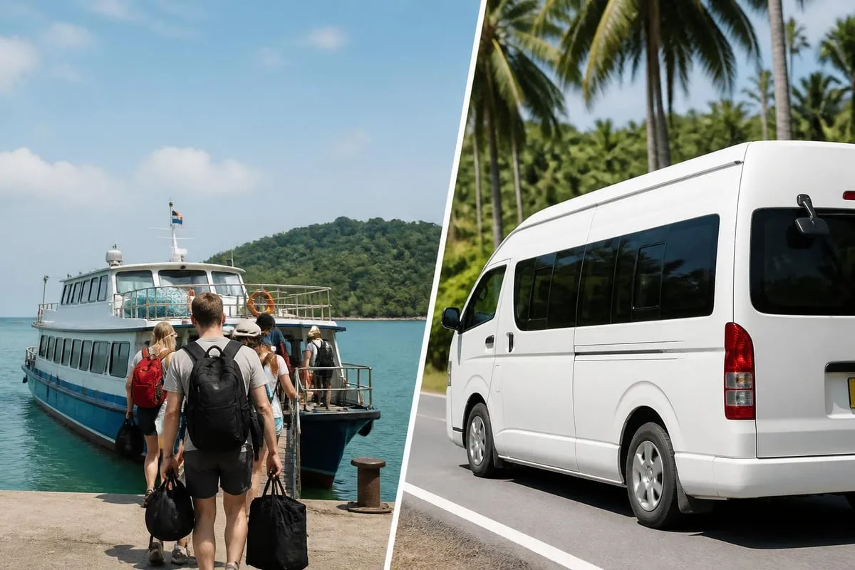 Ferry and minivan combination route