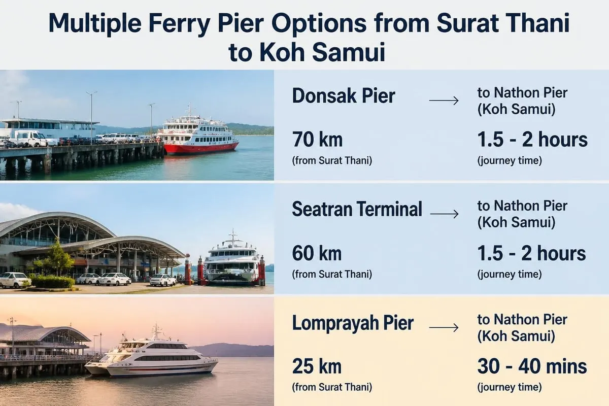 Ferry departure piers to Koh Samui