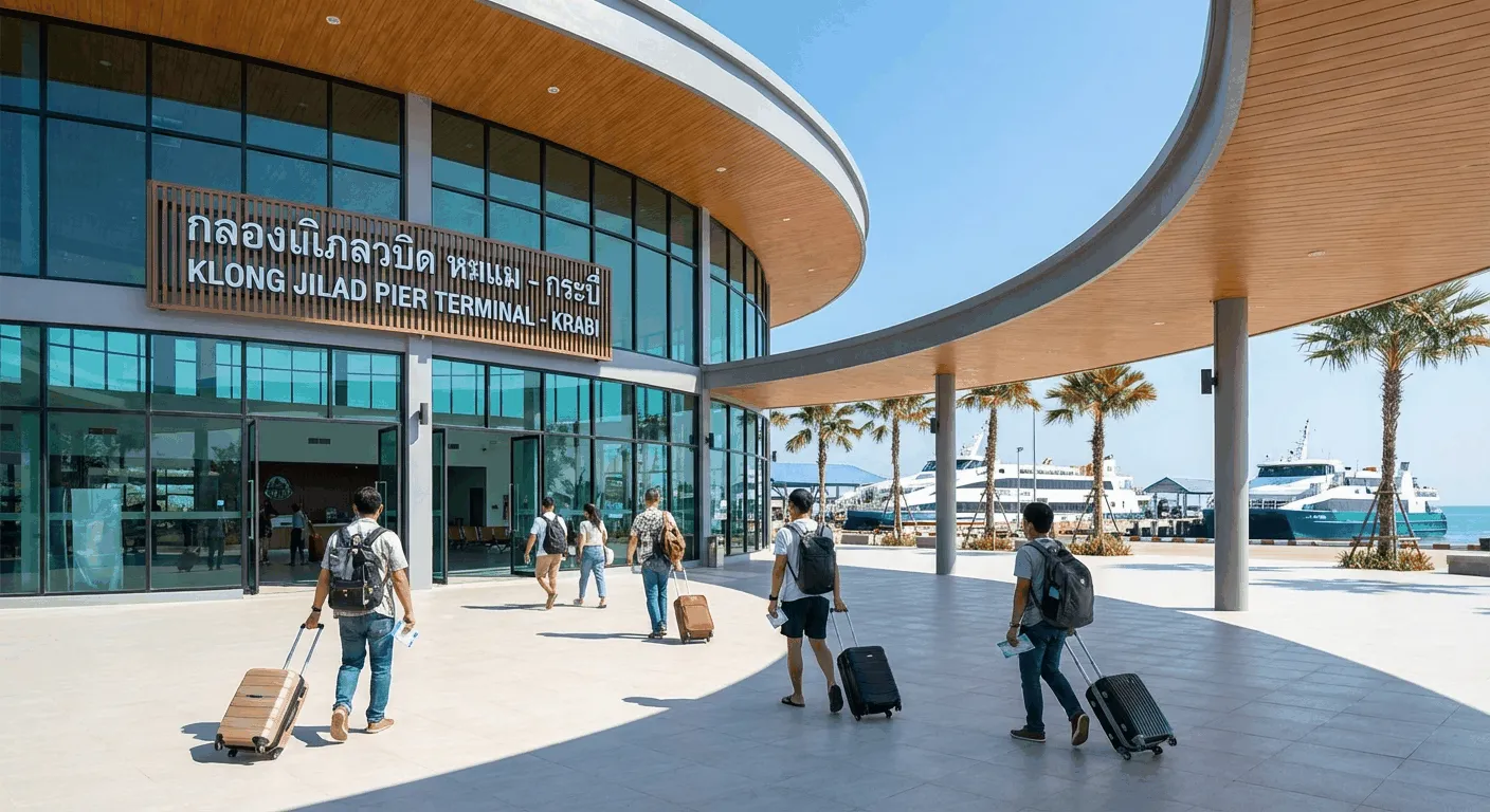 Modern terminal building at Klong Jilad Pier