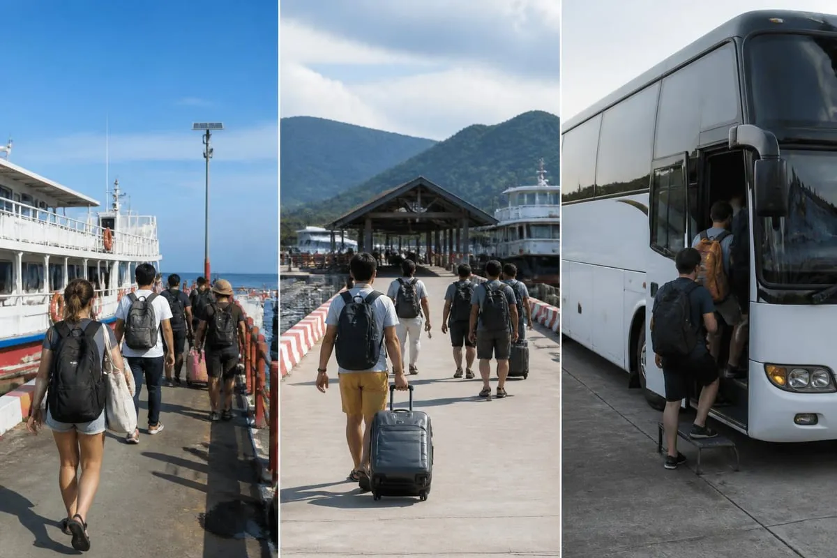 Ferry and bus connection stages