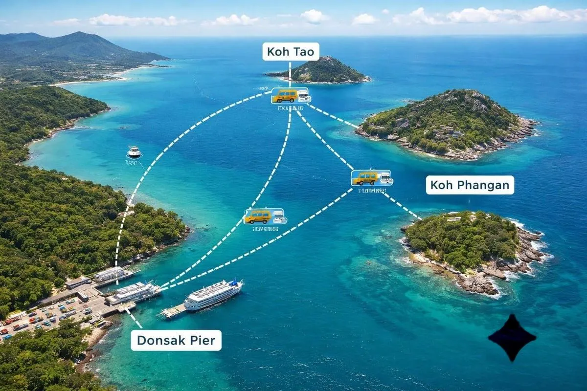 Ferry terminal connections from Surat Thani