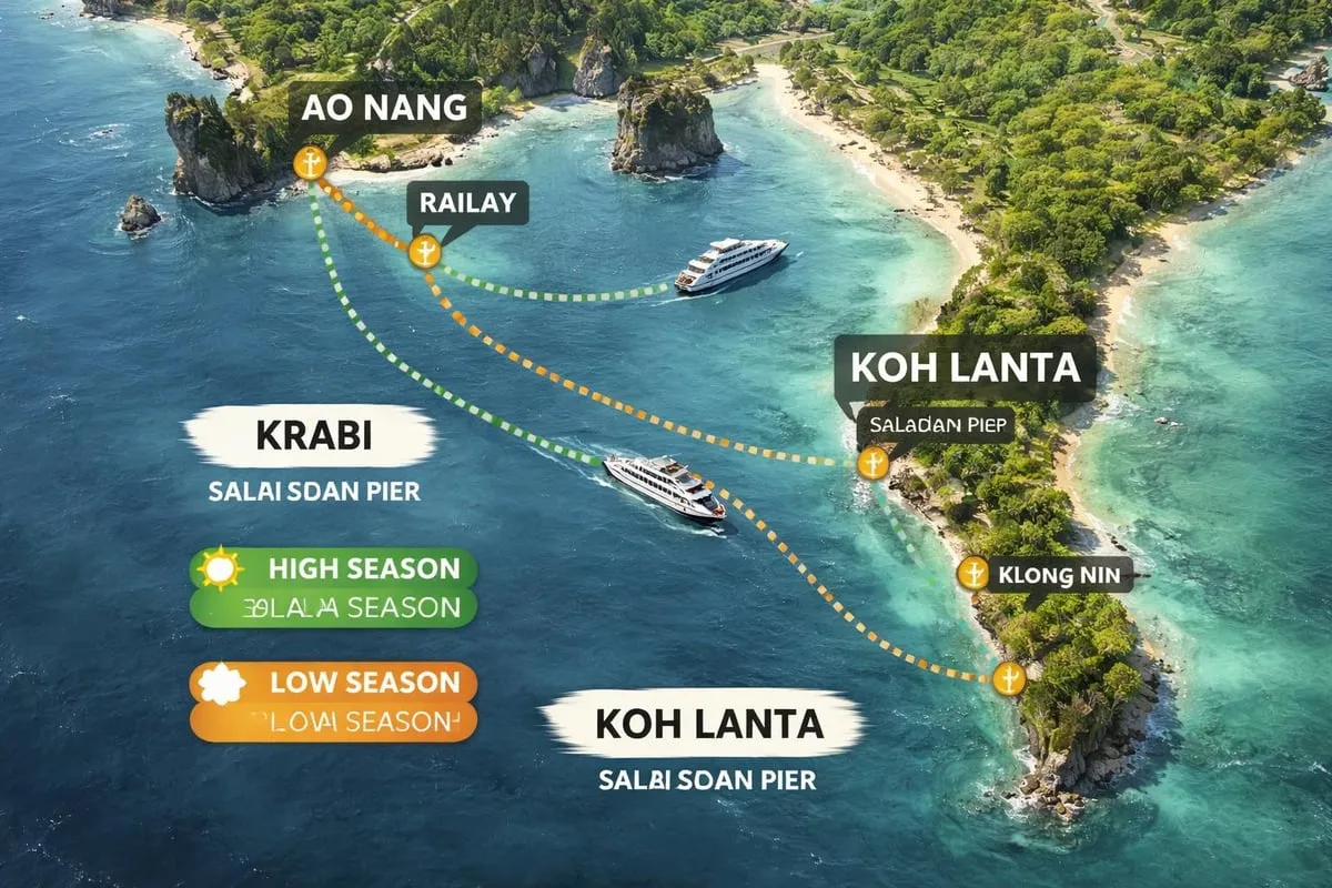 Krabi to Koh Lanta ferry route