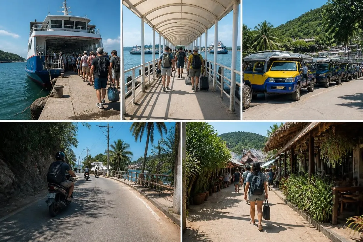 Ferry arrival process at Mae Haad Pier