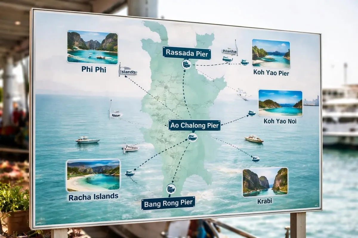 Phuket pier destinations map