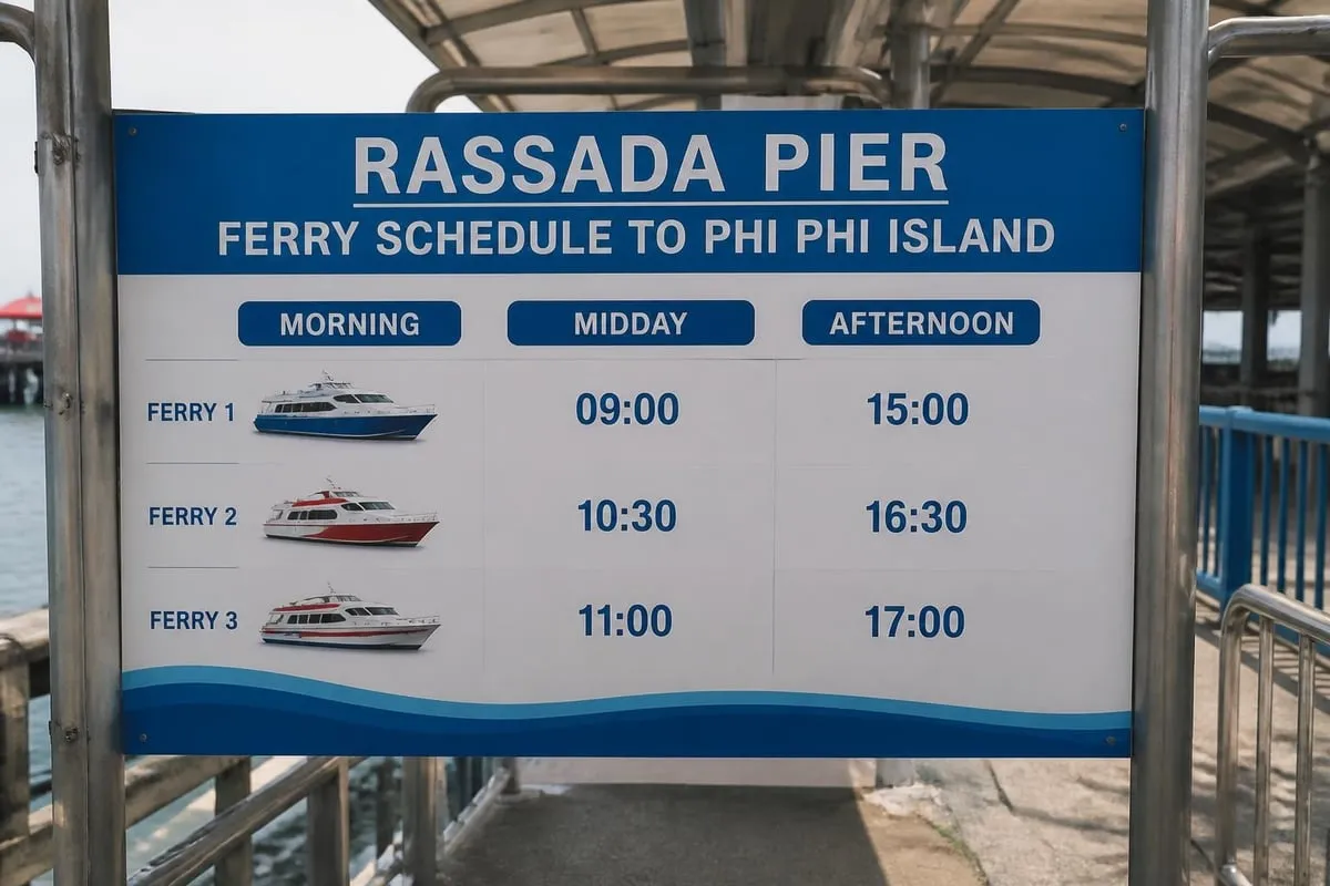 Ferry departure schedule board