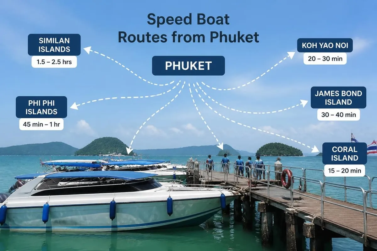 Popular speed boat routes from Phuket