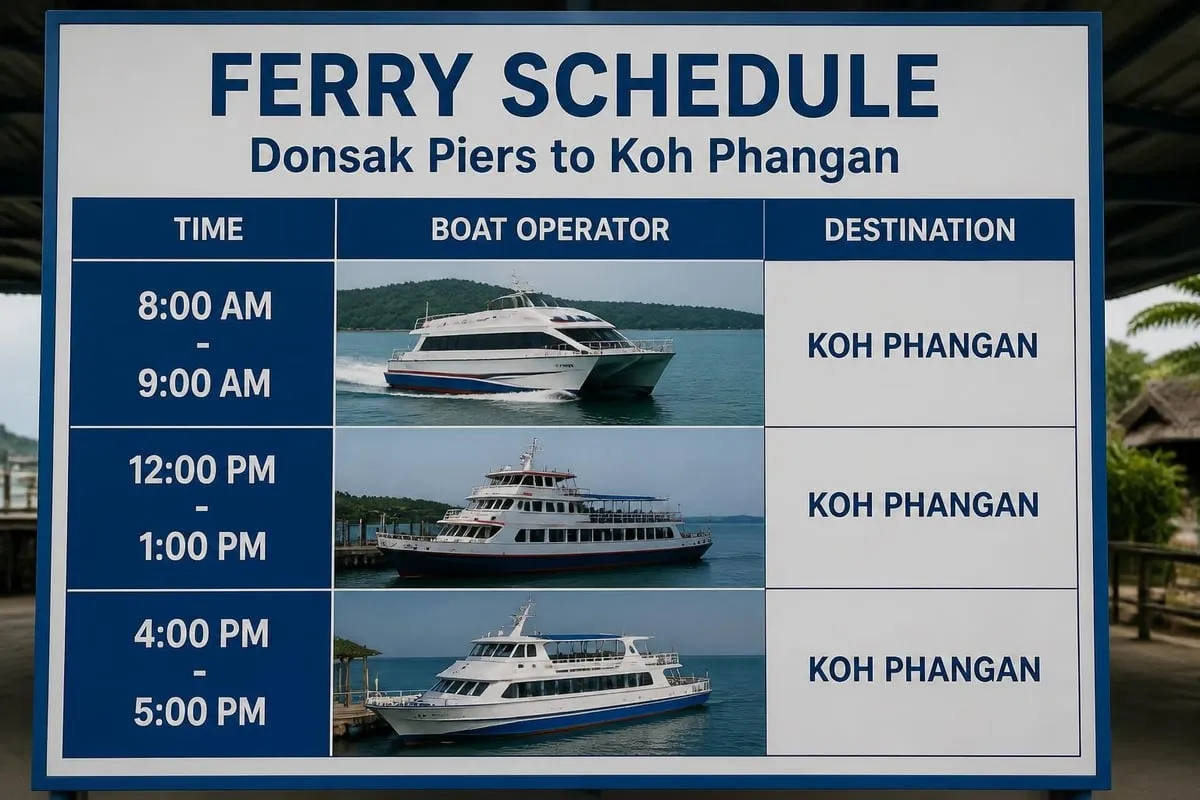 Ferry schedule timeline