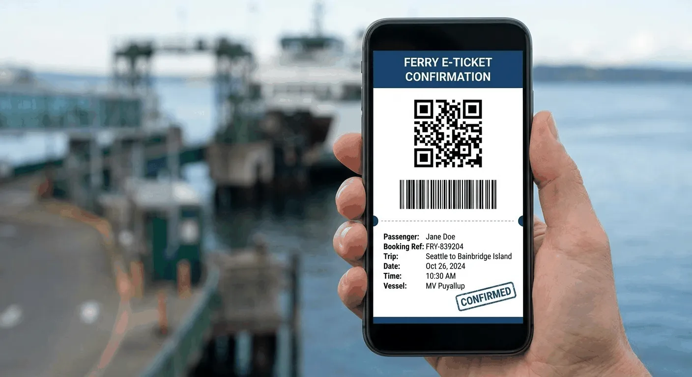 E-ticket displayed on smartphone screen with booking confirmation details